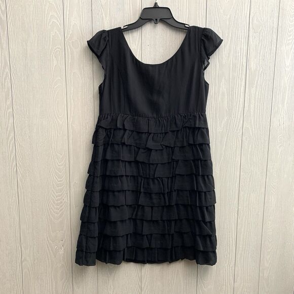 Kensie Black Silk Short Sleeve Layered Ruffle Dress Size Medium NWT - Picture 6 of 7